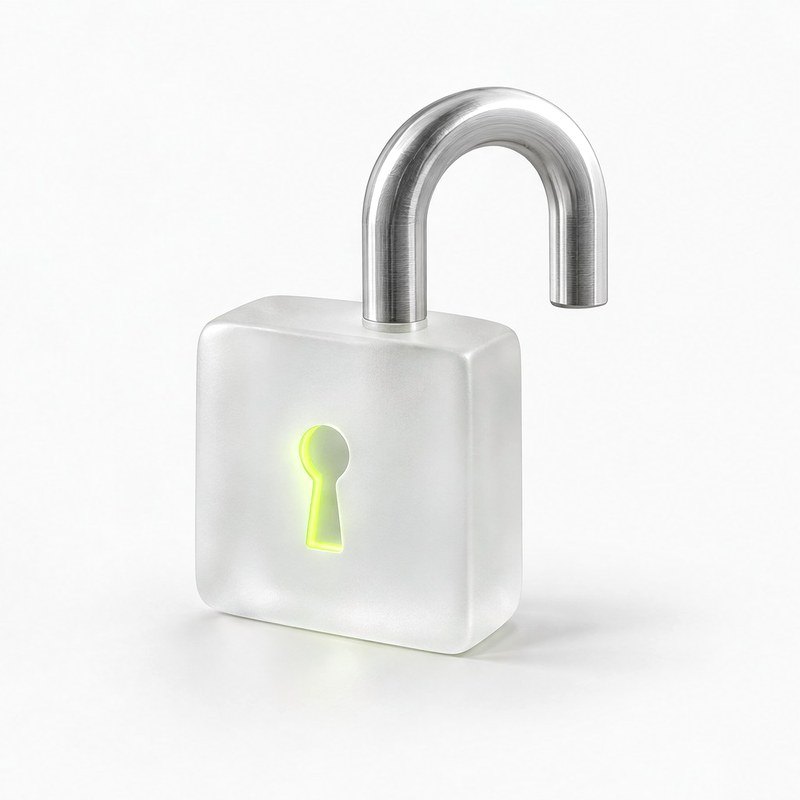 An open frosted glass padlock